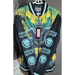 Marvel Loungefly Black Panther Throne Adult Bomber Jacket All Over Print Sz M